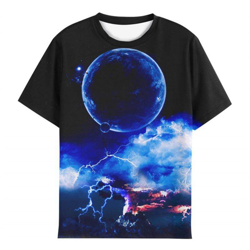 T-shirt une pièce pour enfants, motif ciel étoilé, pour garçons de 9 à 12 ans, à la mode, motif cosmique 3D, pour l'été