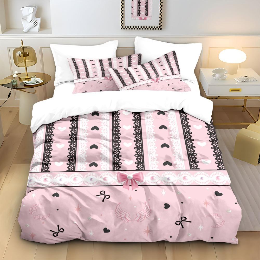 Pink angel wings Duvet Cover pillowcase Bedroom Decoration Children Gift adult Single Double bed Large SizeZip Duvet Cover