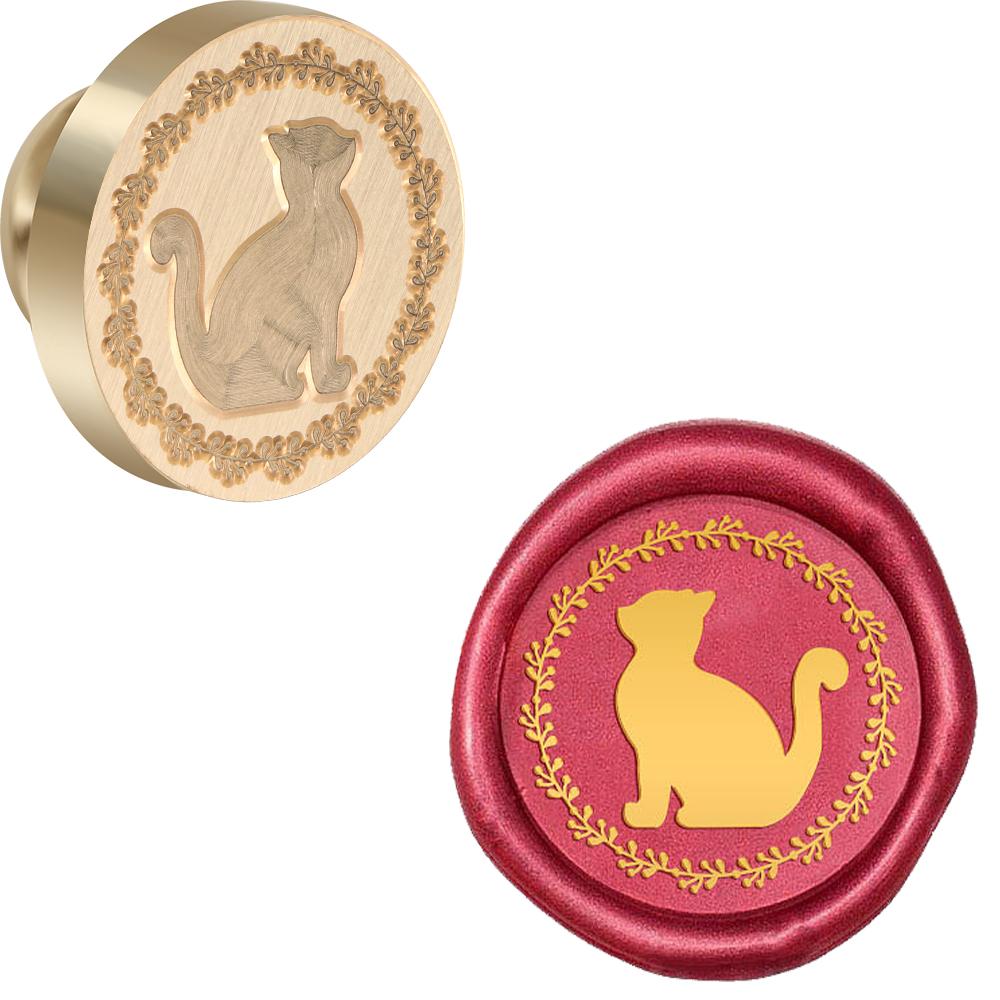 Cat Collection Wax Seal Stamp Cute Animals Retro Sealing Wax Stamp Removable Brass Head for Envelope Card Package Decoration