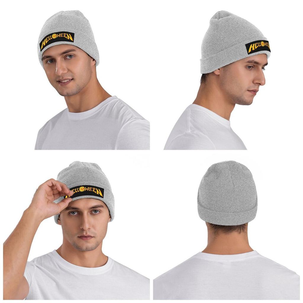 Helloween Rock Band Warm Knitted Cap Fashion Bonnet Hat Autumn Winter Outdoor Beanies Hats for Unisex Adult