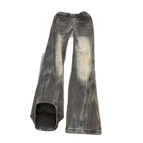 High Street Burst Lightning Jeans Men's Trendy Brand American Heavy Industry Washed Straight Pants Narrow Slim-fit Micro-pull Pants