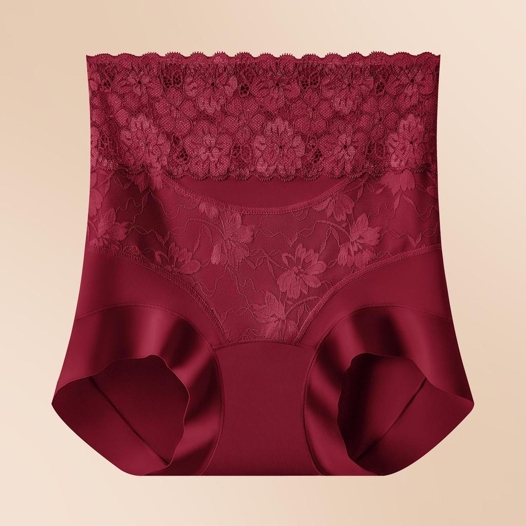 National Style Seamless High-Waisted Tummy Control Lace Pants - Sexy, Comfortable, Butt-Lifting Mulberry Silk