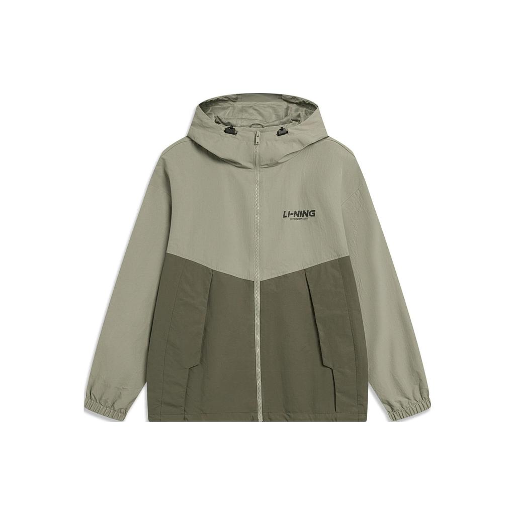 Li-Ning Windproof Water-Repellent Letter Logo Printed Hooded Sports Jacket Men Jackets Lantau-Green AFDT833-4