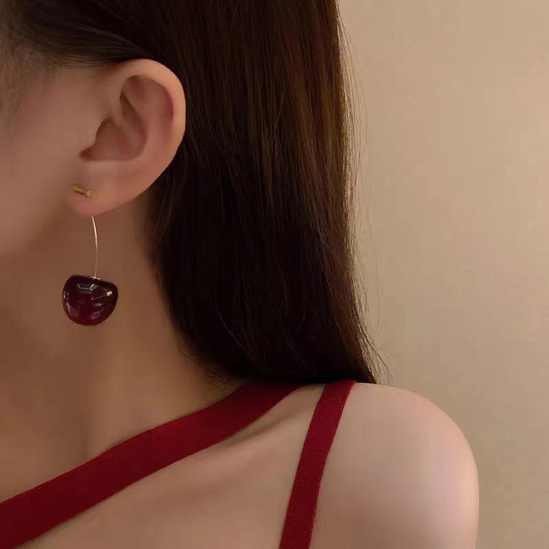 Kleine Frische Süße Rote Kirsch Ohrringe Kirschen Anhänger Ohrringe Für Frauen Obst Ohrringe Edelstahl Ohrring Charme Schmuck