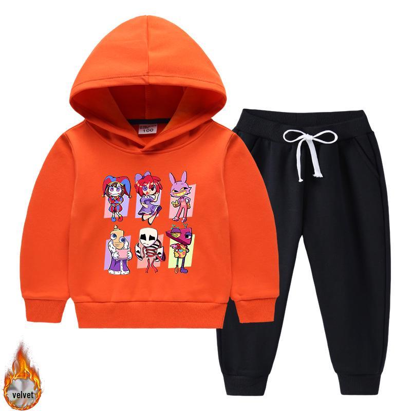 Children's Hooded Sweatshirt & Pants Set - Thickened, Warm, Autumn/Winter Style for Baby Boys & Girls