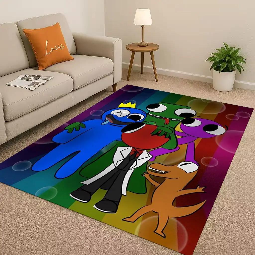 HD R-Rainbow Friends Game Cartoon Living Room Non-Slip Area Rug Carpet for Bedroom Playroom Sofa,Easy Clean Home Decor Doormat