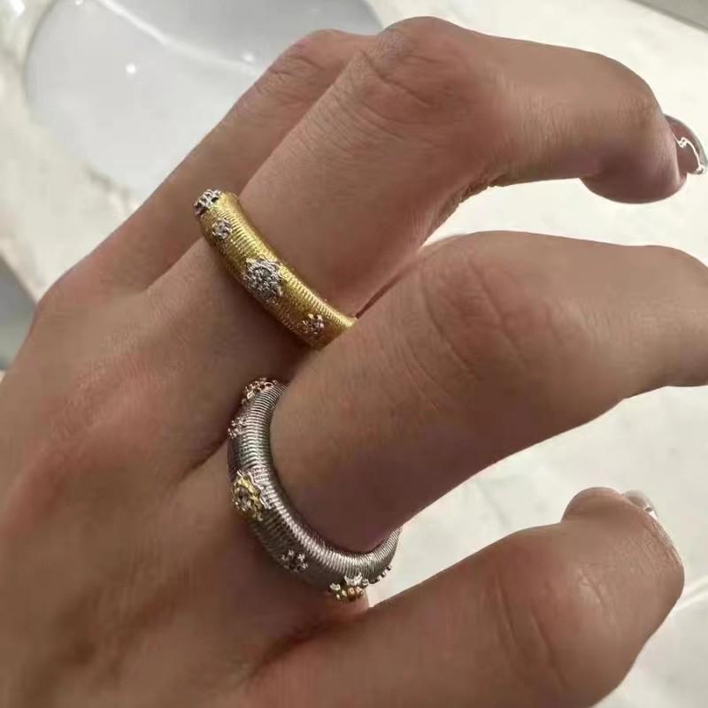 Vintage-Style French Brushed Flower Ring – Luxury Women's Fashion Jewelry