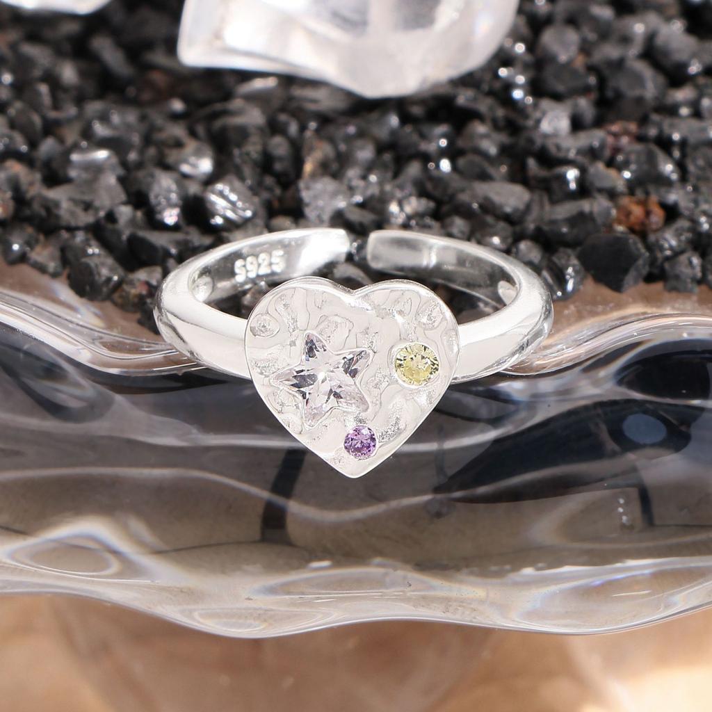 S925 Sterling Silber Luxus Stern Zirkonia Fingerringe Party Jubiläumsgeschenke Schmuck Feine Herzringe für Damen