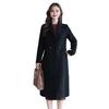 Women Jacket Turn-down Collar Pockets Solid Color Double-breasted Loose Fit Overcoat Thermal Long Sleeved Commuting Dating