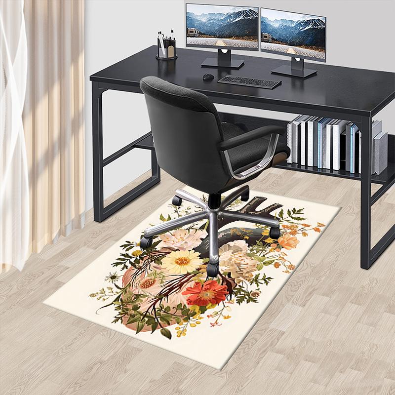 

Heart and Flower Theme Chair Mat: Office Carpet - Oversized Rug for Home Decor, Sofa Mat, Desk Chair Mat, Gift Idea for Any Room0141A 60cm by 90cm