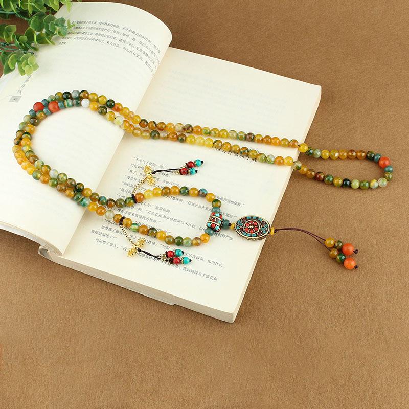 GEMCHIC Women s Boho Tibetan Style Tassel Pendant Long Multi-layer Necklace Ethnic Chinese Accessory