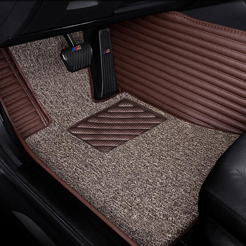 Custom Eco-Friendly Double-Layer Silk Ring Car Floor Mats for 5-Seater Models, Odorless and Full Coverage.
