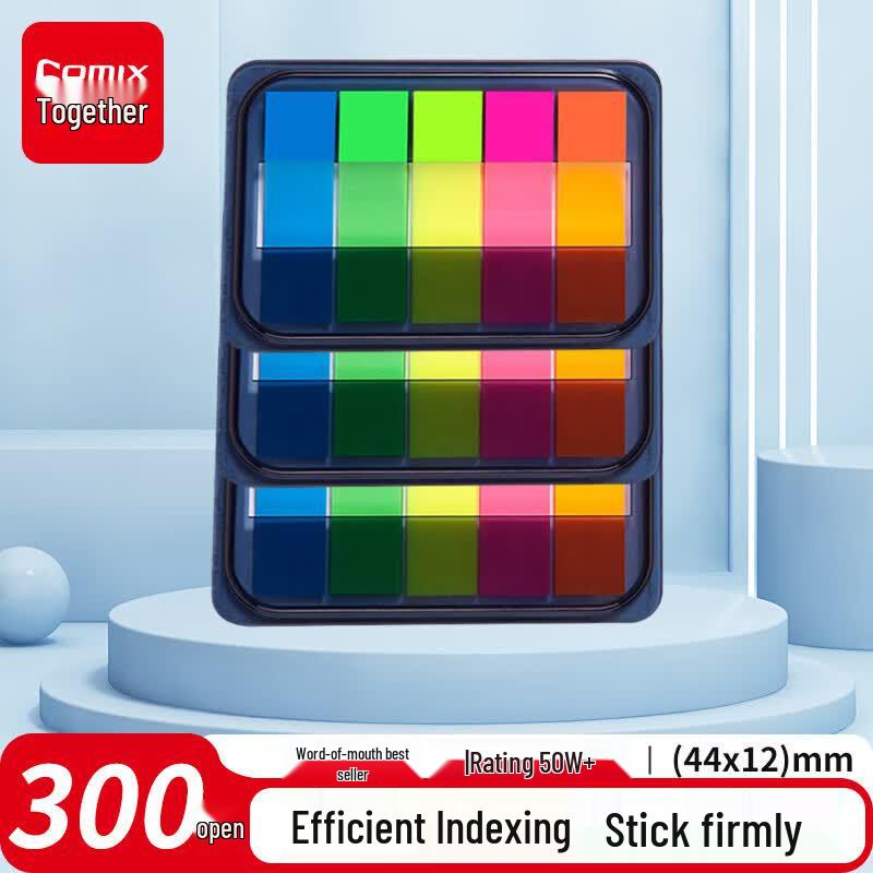 Comix D7012 Fluorescent Film Pull-out Sticky Note Tabs (44x12mm)