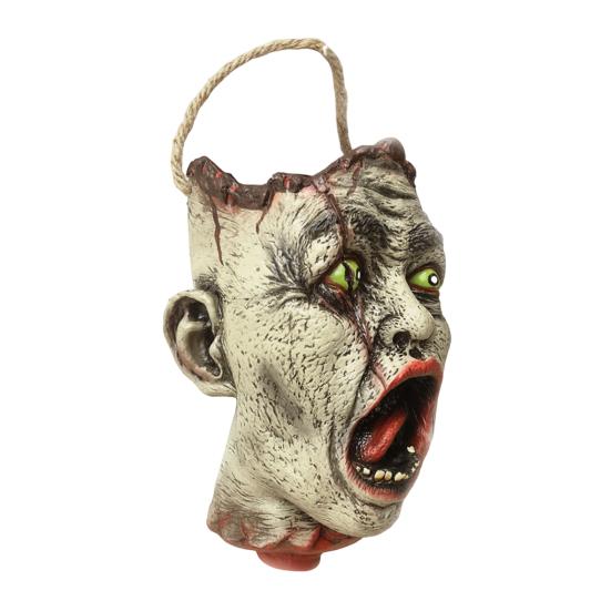 Halloween Spooky Candy Bucket Zombie Head Handbag Creepy Trick or Treat Candy Pail for Halloween Party Haunted Houses Decoration