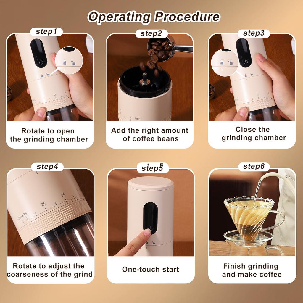 New Portable Electric Power Display Coffee Bean Grinder 38 Gears External Adjustable USB 2000mAh  Household Mini Coffee Machine