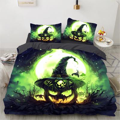 Textil para el hogar Impresión 3D Halloween 3 piezas Funda de edredón Funda de almohada Serie Navidad Ropa de cama Ropa de cama