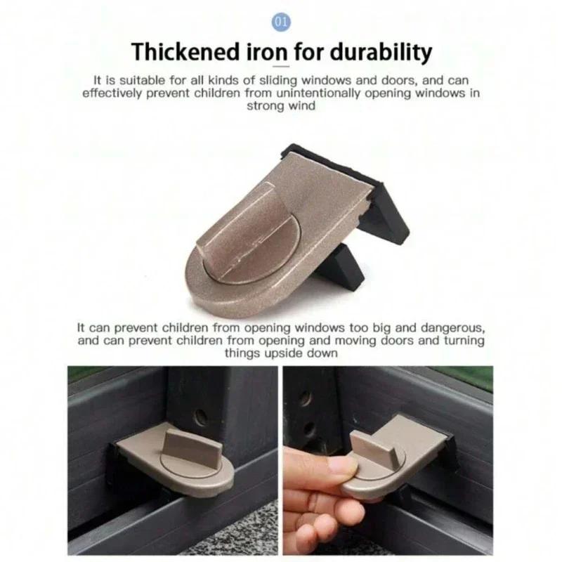 Window Safety Aluminum Alloy Sliding Lock Sliding Door Anti-theft Adjustable Buckle Window Stopper Lock for Home