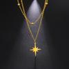 Cazador Kpop North Star Pendant Necklace for Women Trendy Stainless Steel Double Chain Necklaces Jewelry Gift Wholesale 2026 New