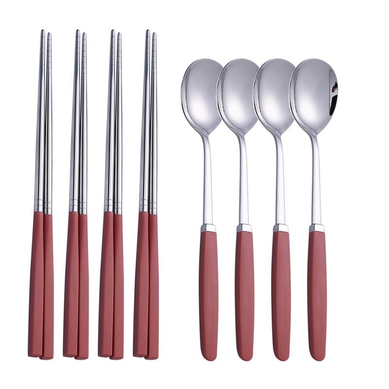 Set Tacâmuri Coreene Oțel Inoxidabil 304 Set Tacâmuri de Înaltă Calitate Set Cină Set Lingură Bețișoare Veselă 8 Buc Seturi Tacâmuri