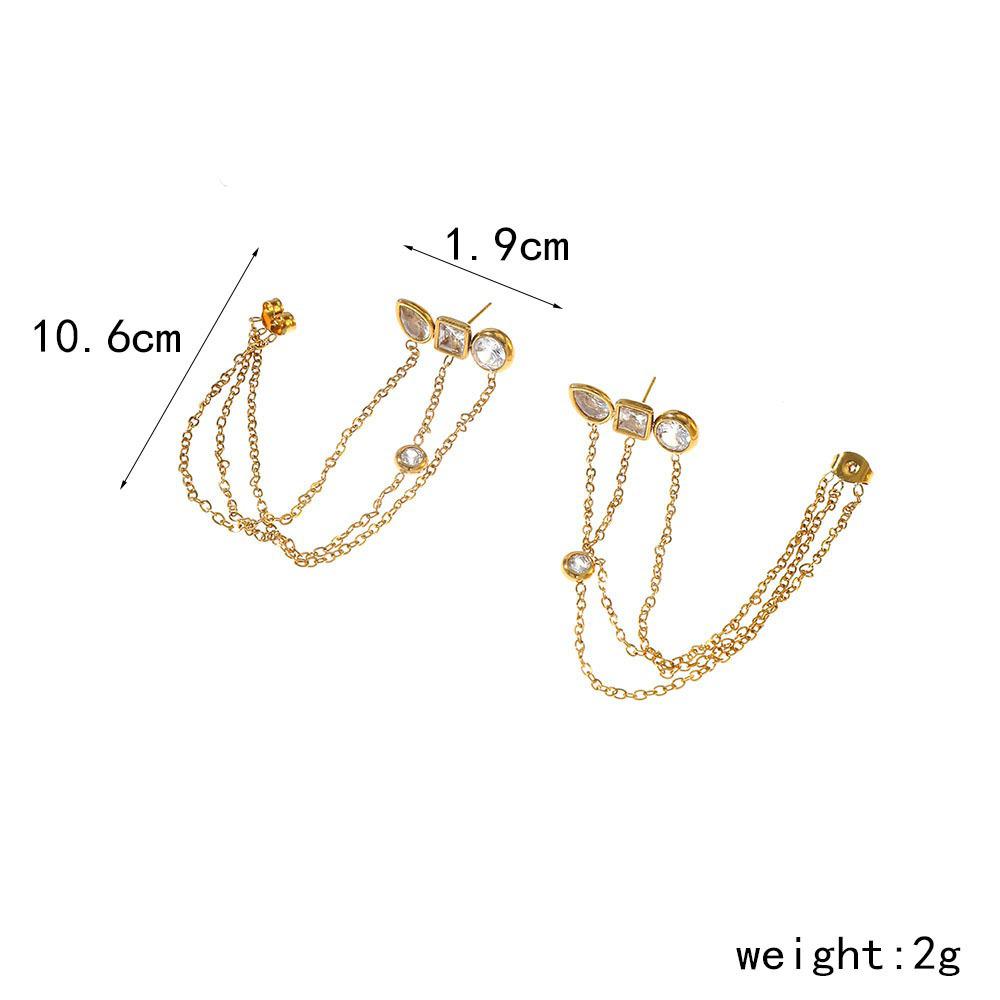 European & American Multi-layer Rhinestone Tassel Stud Earrings: Luxurious Stainless Steel Women's Dangles