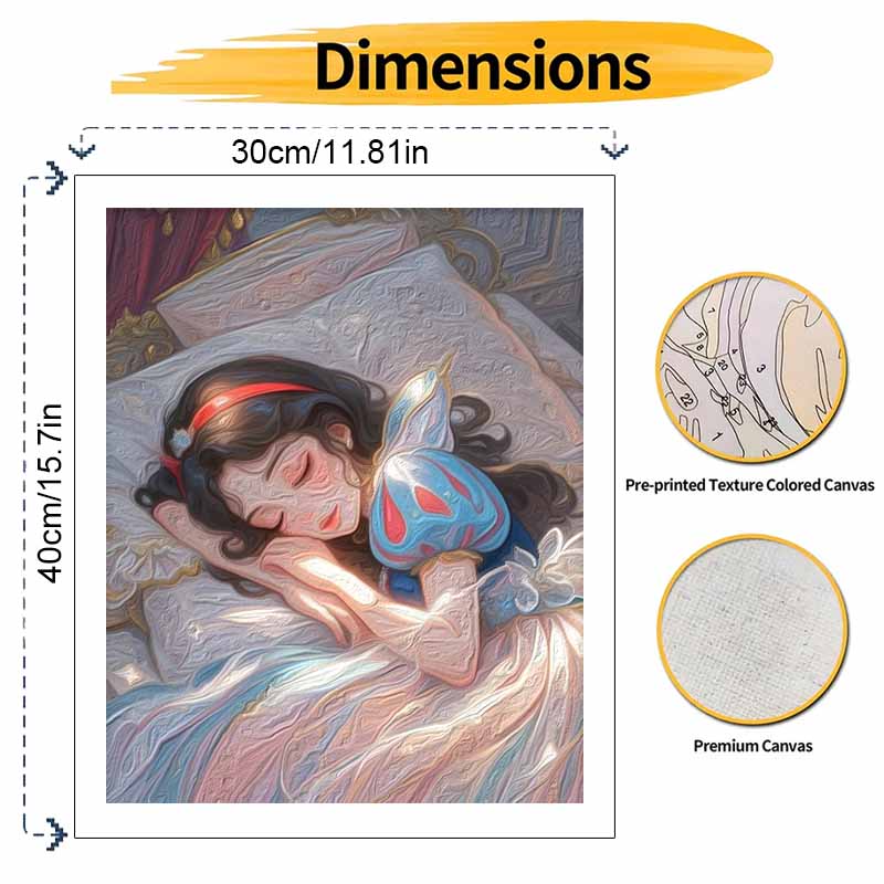 Disney Digital Oil Painting Snow White Sleeping Princess Art Handmade Diy Gift Home Decoration