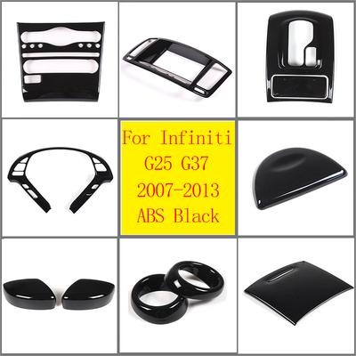 ABS Black For Infiniti G25 G37 2007-2013 Car Center Control Gear Shift Panel Steering Wheel Trim Sticker Car Accessories