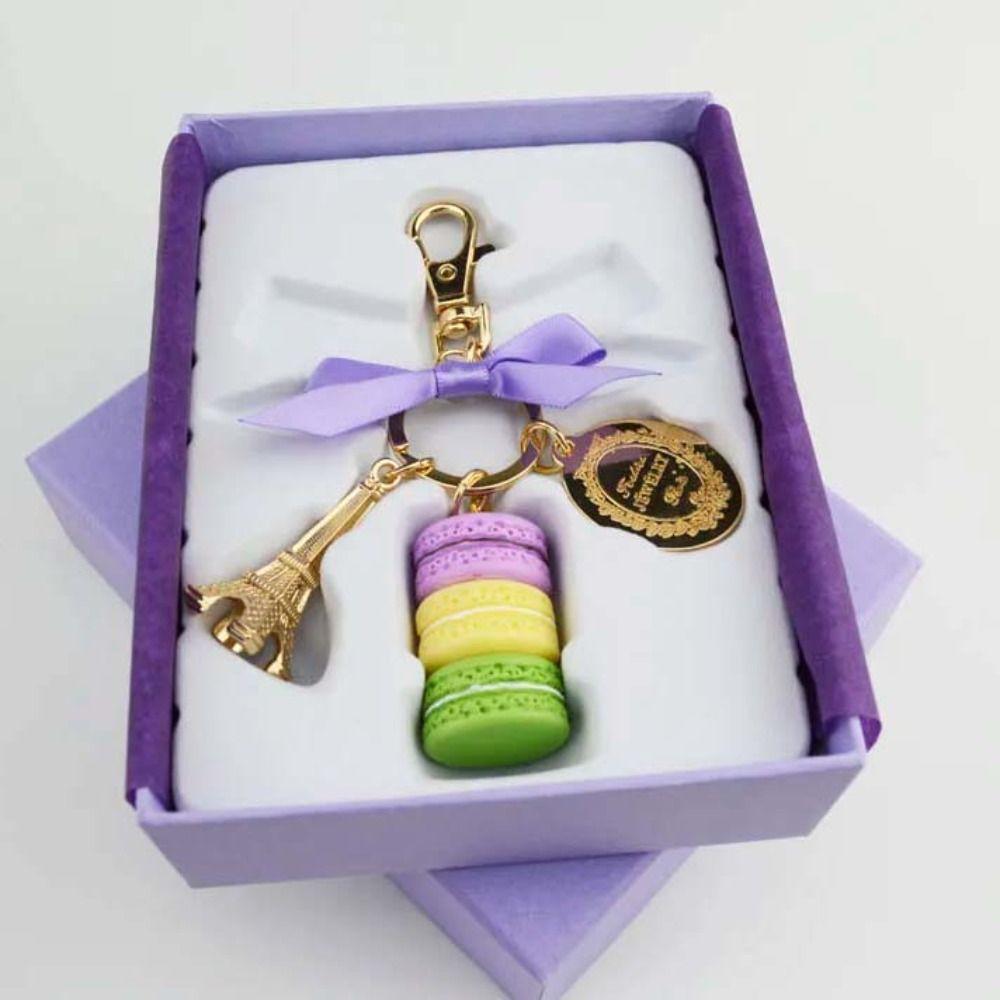 Bag Charm Macaron Cake Pendant Zinc Zinc Alloy Bowknot Macaron Key Ring  Purse Handbag