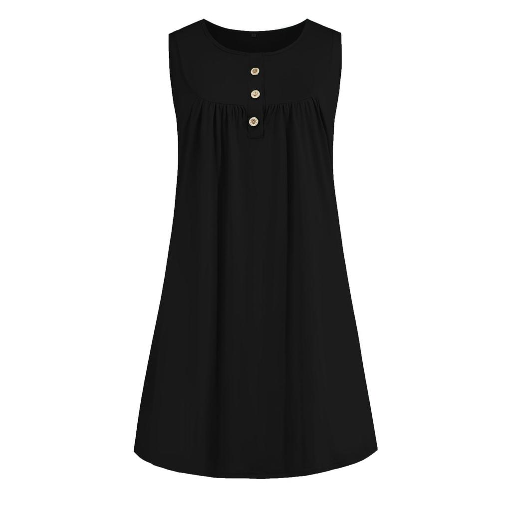 2026 Spring/Summer Women's Sleeveless Pleated Button-Up Vest Dress Pajamas