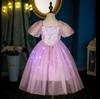 2025 Autumn/Winter Rapunzel Princess Long-Sleeve Luminous Mesh Dress for Girls