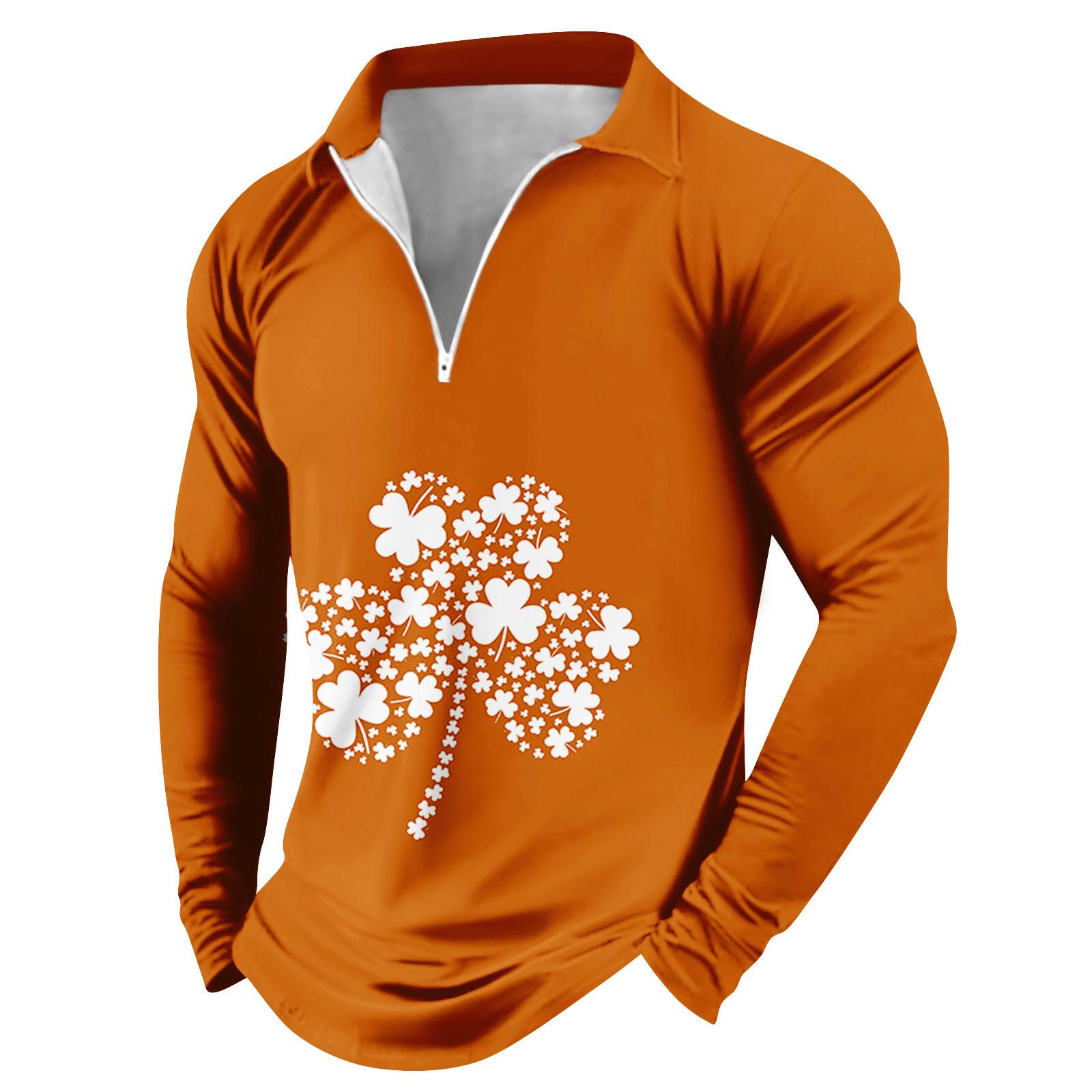 

Мужская футболка с длинными рукавами, модная повседневная футболка соответствующего цвета XL оранжевый