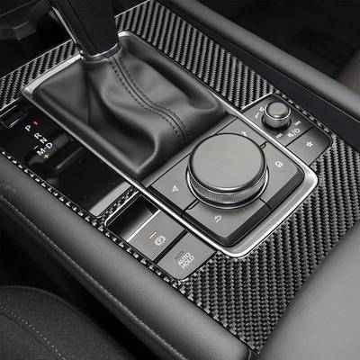 Black Carbon Fiber Center Console Gear Shift Sticker Trim For Mazda 3 Axela 2020