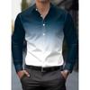 Übergröße Herren/ Lässig/ Einfacher Business-Stil/ Farbverlauf-Print Frühling Herbst/ Mit Kragen und Knöpfen Langarmhemd