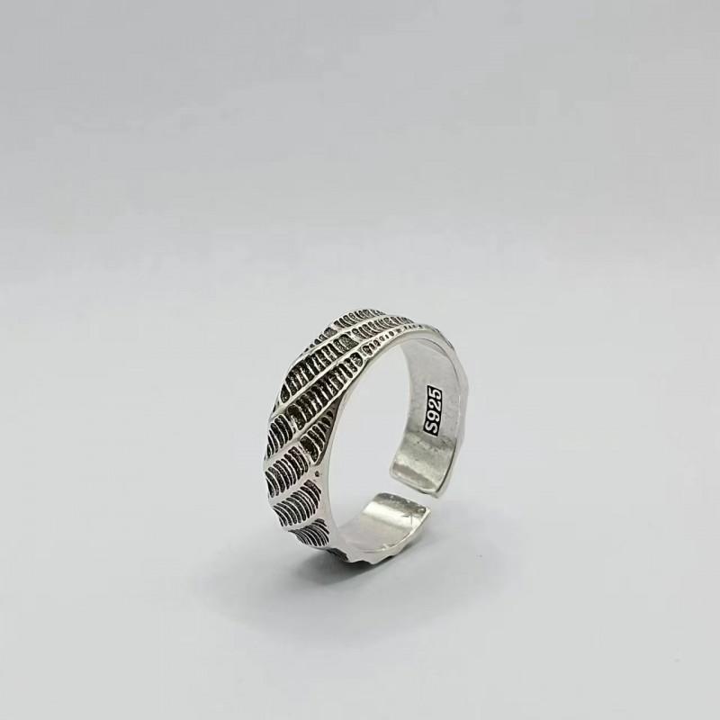 Handmade Minimalist Vintage Adjustable Ring Men Women Sterling Geometric Design Unisex Fashion Band