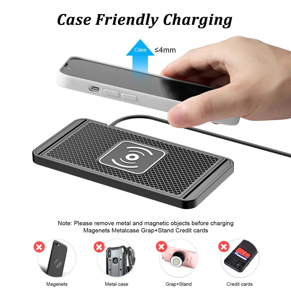 15W Wireless Car Charger Charging Pad Non Slip Qi Fast Charger Car Wireless Phone Charger for Android IPhone