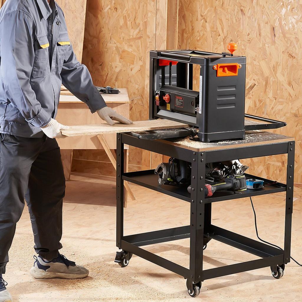 Planer Stand, 100 lbs/ 45 kg heavy loads, Three-Gear Height Adjustable thickness planer table,with 4 Stable Casters & Storage Space, for most planers,