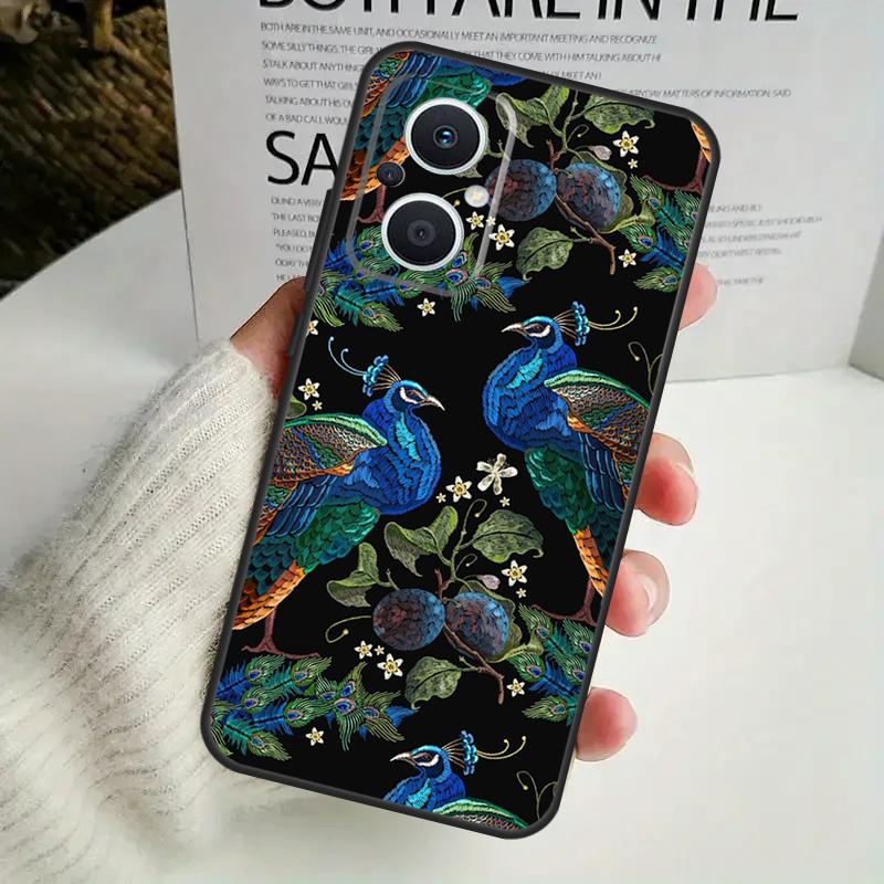 Bird Peacock Feather Case For OPPO Reno 12F 13F 14F 10 11 12 13 14 Pro 8T 7 8 Lite OPPO Find X6 X5 X8 X9 Pro Cover
