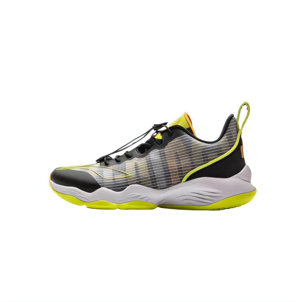 Li Ning Kids Basketball Synthetic Leather Comfortable Soft Breathable Shock Absorption Low Top Basketball Shoes Kids sneaker Black YKBS046-11