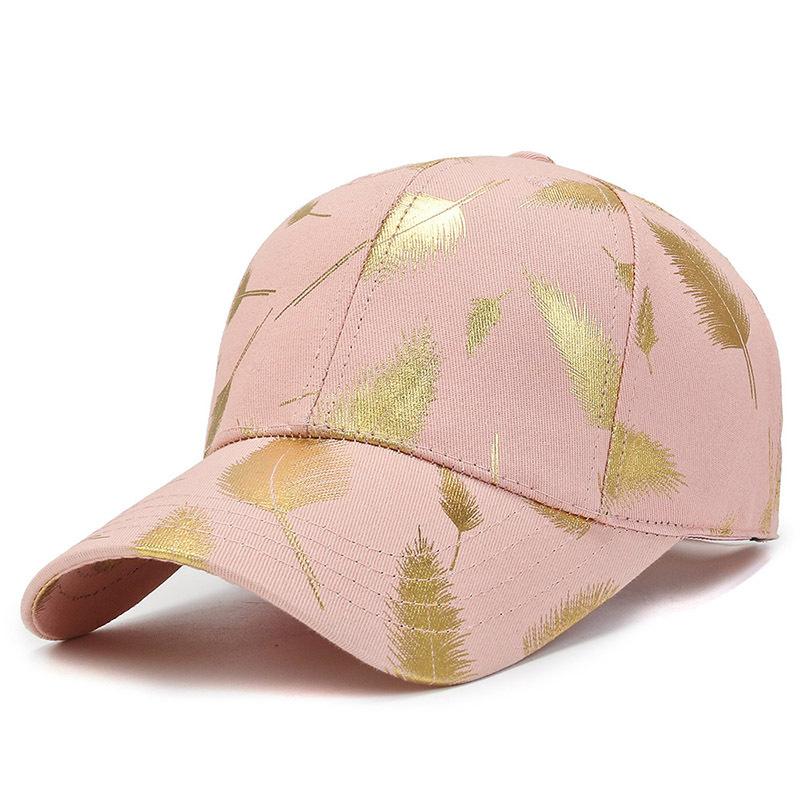 Golden feather printed youth baseball cap with adjustable outdoor casual sports sun protection and trendy duck tongue hat