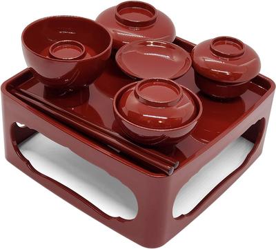 Urushi-Produkt Buddhistische Essensschale (Ganz zinnoberrot, 6,5 Zoll)