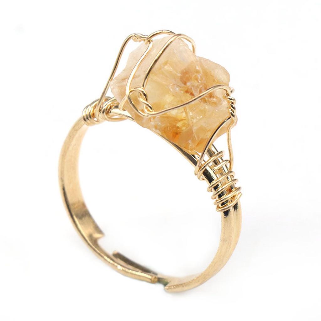 1 stk Åpningsringer, Naturstein Kvarts Citrin Fluoritt Ametyst Edelstensring, Justerbare Ringer for Kvinner Menn Smykkekunst Håndverk Gaver