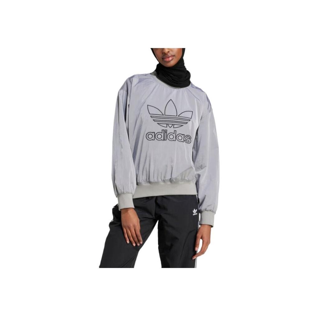 Adidas Originals SS25 Casual Comfortable Soft Skin-Friendly Sweatshirt Women Sweatshirt Ice-Grey JD2588
