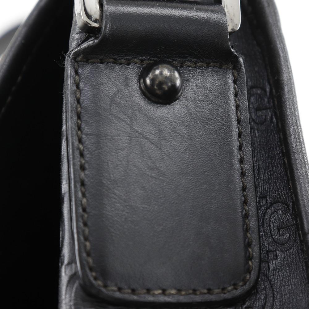 Gucci Messenger-Umhängetasche 145844 GG schwarz Sima-Leder Herren Gebraucht