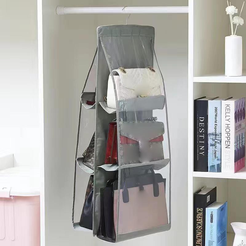 Double Sided Hanging Handbag Organizer For Wardrobe Closet Waterproof Storage Bag Door Wall Clear Sundry Bag With Hanger Pouch