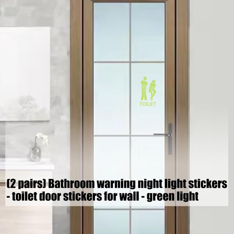 Luminously PVC Sticker For Washroom Guidance And Decorative Night Glowing Bathroom Signs Adhesive Toilet Decal Set
