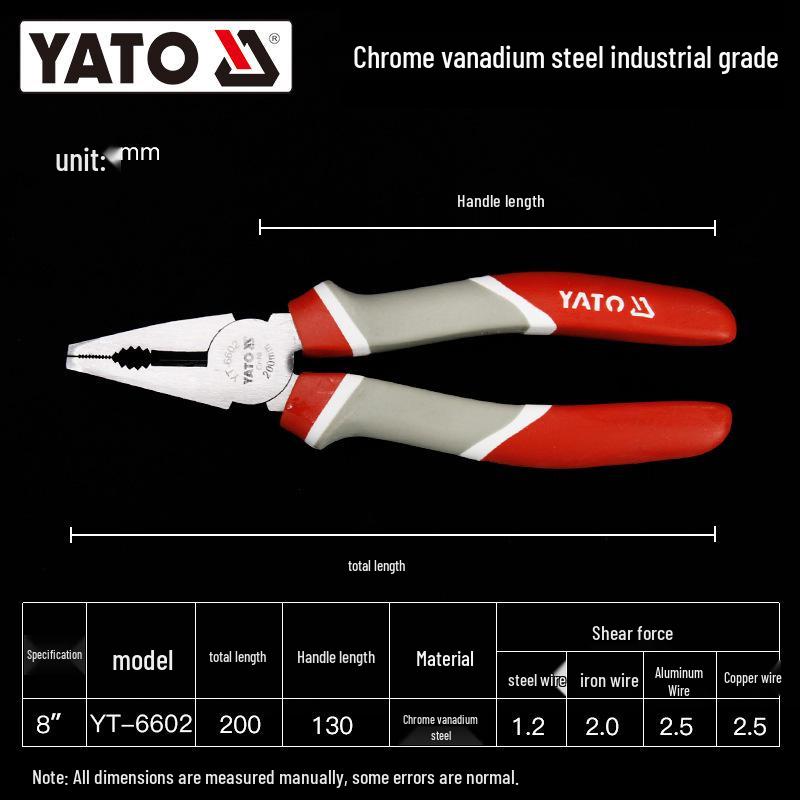 YATO Yiertuo 6" & 8" Needle-Nose, Vise, Wire, Pointed Nose, Oblique Pliers, and Wire Cutters.
