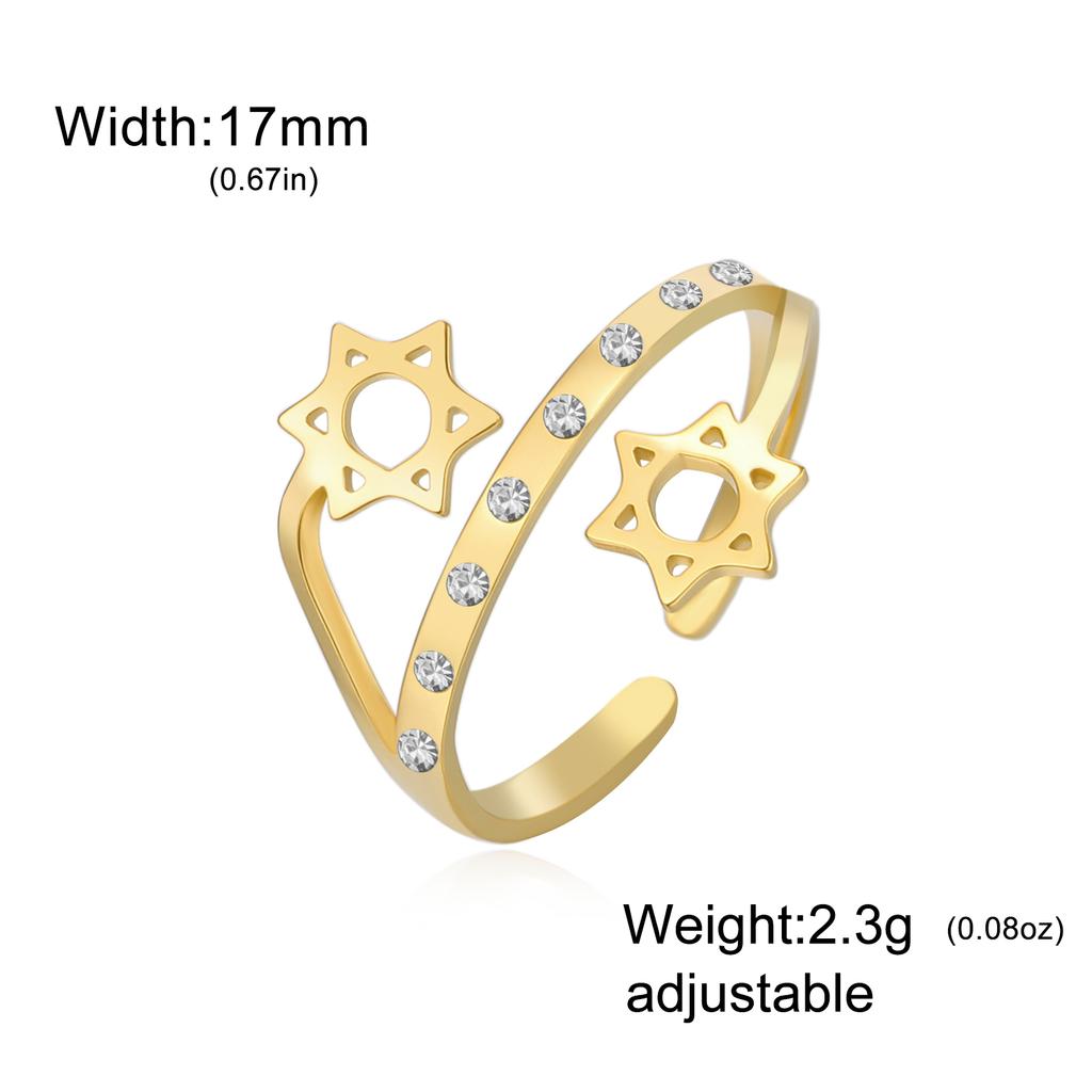 Minimalist Star of David Open Ring Magen David Ring Wicca Amulet Hexagram Ring Adjustable Je Star Jewelry for Women & Men
