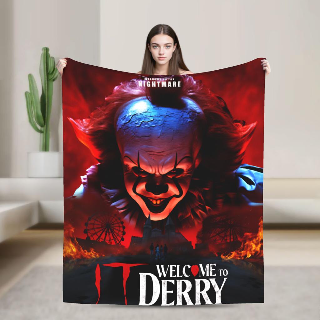 IT Welcome To The Derry 2025 Flannel Blankets Soft Throw Blanket for Bedroom Travel Office Novelty Bedspread Sofa Bed Cover