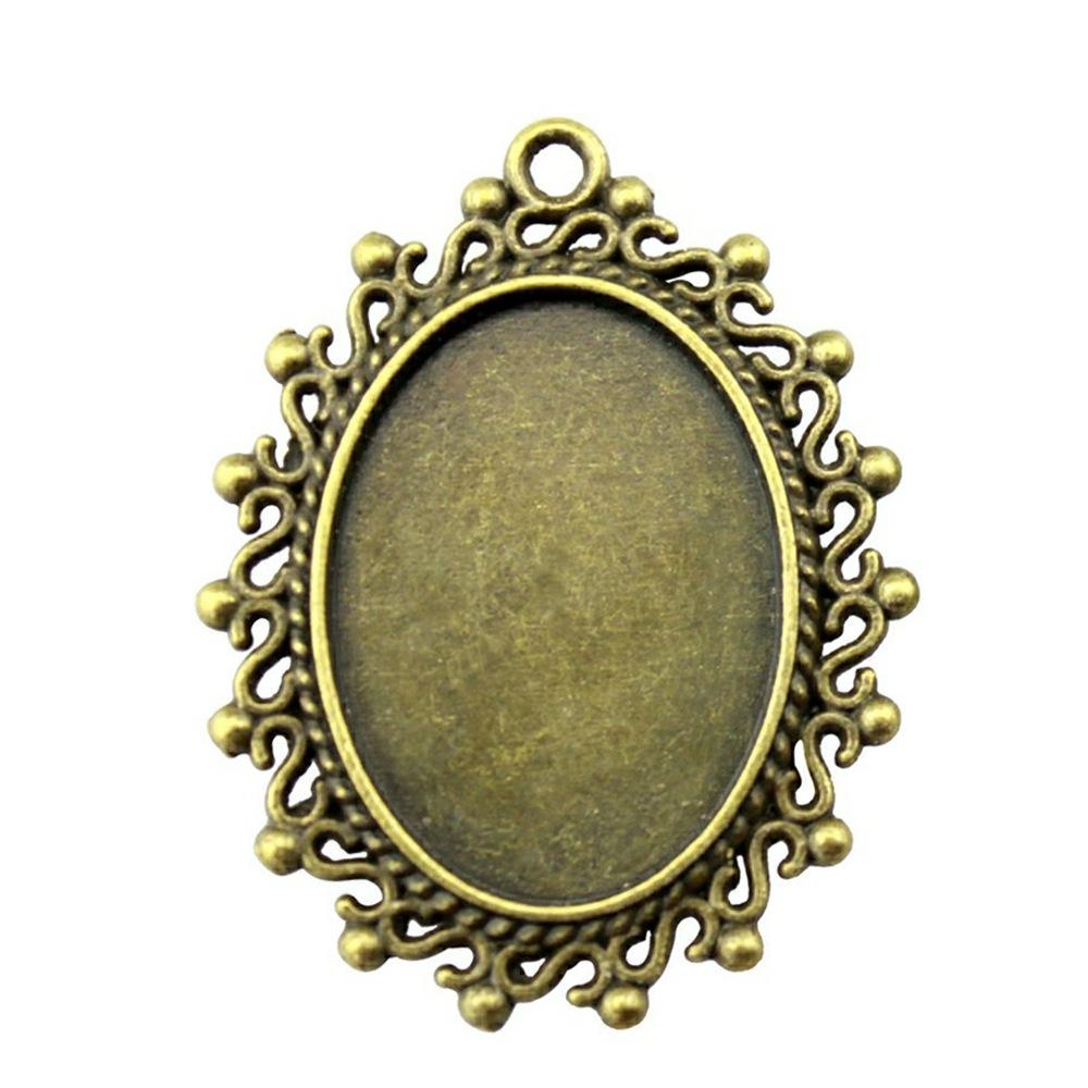 10pcs 18x25mm Inner Size Vintage Antique Bronze Color Cameo Cabochon Base Setting Charms Pendant Necklace Findings