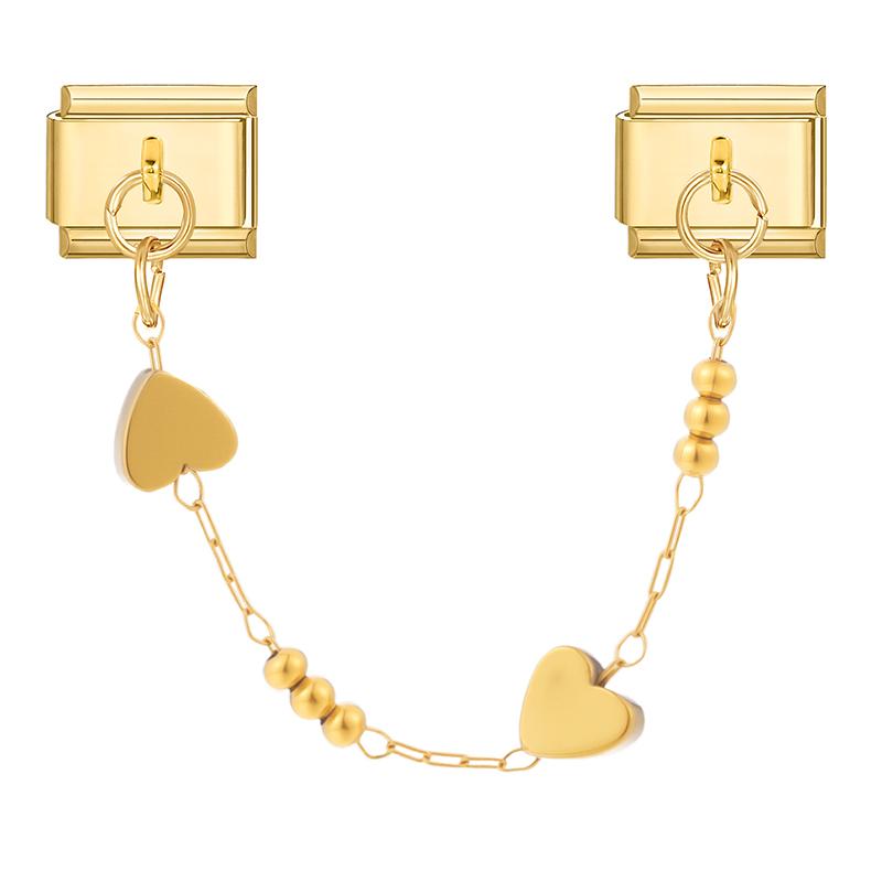 Gold Color Flower Cat Paw Star Moon Heart Sun Tassel Chain Italian Charm Links Fit 9mm Stainless Steel Bracelet Women DIY Making