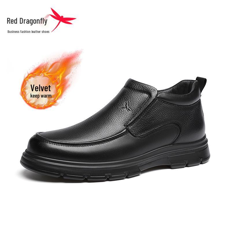 Red Dragonfly Men s High-Top Leather Winter Shoes with Plush Lining 40